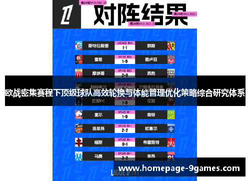 欧战密集赛程下顶级球队高效轮换与体能管理优化策略综合研究体系